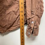 Cre8tions Single Embroidered Med Snap Button Down Top Western Country Academia Brown Photo 8