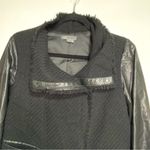 Vince Boucle Wool Moto Scuba Lamb Leather Sleeve Motorcycle Jacket Black S Photo 7