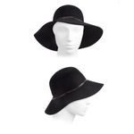 Saks 5th Avenue Saks Fifth Avenue Womens Wool Felt Floppy Hat with‎ Silver Chain Black One-Size Photo 1