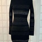 John + Jenn Black and Silver Grey Striped Ribbed Bodycon Long Sleeve Dress Size Photo 0