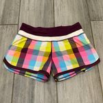 Lululemon  Run Speed Short Womens 4 Sea Check Multi Plum Athletic Running Bottom Photo 3