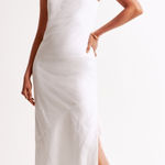 Abercrombie & Fitch High-Neck Linen Blend White Maxi Dress Medium Tall NWT Photo 0