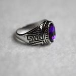 Source Unknown Deepest Blue Oval Cut Glass Stone Etched Silver Tone Size 9 Ring Photo 2