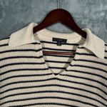 J.Crew EUC Relaxed Striped Collared Knit Light Weight Sweater Pullover Women XS Photo 2