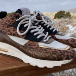 NEW Esse Ut‎ Esse Leopard Cheetah Midi Leather Air Brain Sneaker Animal Print Black Size 5 Photo 0