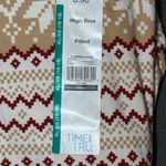 Time & Tru NWT  Women’s XL High-Rise Fair Isle Print Fitted Leggings Red Beige Photo 2