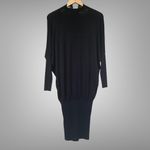 ZARA Sweater Dress Choker V-Neck Oversize Black Sweater Dress Sz Small Slouchy Photo 8