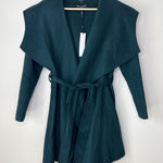 BCBGMAXAZRIA NEW NWT Wool Blend Belted Coat Small Hooded Forest Green Hand Made Photo 0