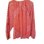Free People Red and Pink Patterned Blouse Photo 1