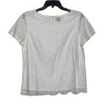 J.Crew  Blouse Top Size 6 White Lace SS Lined Cotton Nylon Blend‎ Womens Photo 0