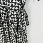 Passion Lilie Houndstooth Cotton Black White Ruffle Hem‎ Mini Wrap Dress Size XL Photo 4