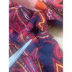 Vintage 80s Dress Silk Suede Leather Paisley Print Drop Waist Burgundy Plus Size Blue Size 18 Photo 11