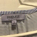 Premise  Studio Blouse Women’s White Blue Striped Long Sleeves Rayon Top‎ Large Photo 6