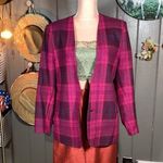 Vintage Plaid Pink & Violet Wool Blend Blazer Size 12 Photo 8