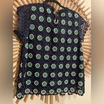 J.Crew Navy & Green Floral Crochet Lace Blouse Cap Sleeve Preppy Classic Sz M Photo 8