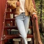 Free People  Tan Teddy Jacket Photo 0