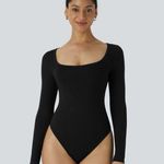 Halara  U Neck Long Sleeve Snap Skinny Work Bodysuit Photo 0