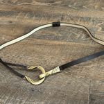 Chico's Chico’s Brown Leather Adjustable Brass Horseshoe Buckle Belt‎ M/L Photo 0