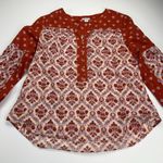 Sundance Mixed Print Filigree Orange Lavender Button Up Boho Print Blouse Size M Size M Photo 9