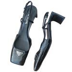 Prada Rare Naplak Logo Plaque Patent Leather Slingback Heels Pumps Photo 1