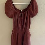 Aerie Rust Bubble Sleeve Gauze Romper Photo 0