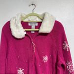 Tiara International Hot Pink Snowman Vintage Cardigan Sz L Photo 2