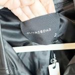 Olivaceous  Faux Leather Snap Button Down Shirt Oversized Black Medium / Large Photo 1