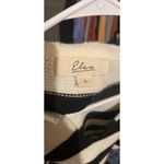 Elan Black And White Striped V Neck Long Sleeve Knit Sweater Size Large Photo 5