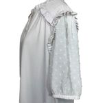 CeCe Women’s White Ruffle Sleeve Blouse Size XL Textured Dot Sleeves, Keyhole Ne Photo 2