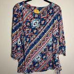 Ruby Rd . Large Boho Southwestern Studded Collar 3/4 Sleeve Blouse Photo 0