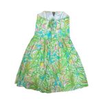 Lilly Pulitzer  Strapless Richelle Mini Dress Elephant Ear Corset Top Tie Back 00 Photo 2