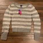 NWT FANG Gray Striped Cropped Sweater Photo 0