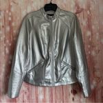 Silver Faux Leather Zip Moto Jacket Torrid Size 00 M/L Photo 1