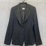 Philippe Adec Paris Women's Blazer Solid Black One Button Shiny Lapel Size 6 Photo 0