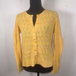 Anthropologie Sparrow Pointelle Perk Yellow Button Down Sweater Cardi Size M Photo 0