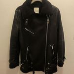 Avec Les Filles  oversized faux leather sherpa shearling black biker jacket Photo 2