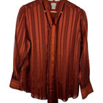 Chico's  Shadow Stripe Removable Scarf‎ Blouse Sz 2 (US 12/14) Long Sleeve Career Photo 0