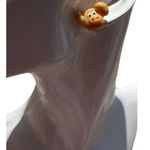 Vintage Ceramic Pig Earrings Farm Animals Piglet Jewelry Women’s Handmade Orange Photo 1