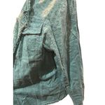 Eyelet Ruffle Trim Jacket, Lightweight Button Up Shirt, Casual Spring Summer Top Blue Size XL Photo 2