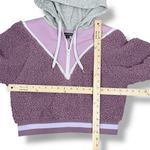 For Love & Lemons For Love & Lemons Cozy Sherpa Cropped Pullover Half Zip Hoodie Purple Small Photo 12
