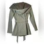 Sebby  Tan & Brown‎ Hooded Knit Belted Jacket Size Small Warm | Cozy | Fall Photo 3