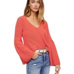 Free People Women’s Damsel Bell Cuff Pullover Vneck Sweater Large Photo 0
