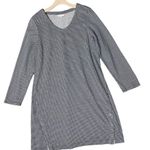 J. JILL Houndstooth Plaid Shift Dress Black Size L Photo 0