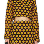 SIMON MILLER Wizzy Crochet Set in Black, Camel, & Kiwi Size Small Yellow Photo 0