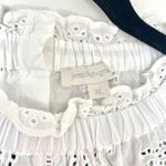 Jennifer Grace Jennifer & Grace White Eyelet Palm Tree Ruffle Mock Neck Blouse Top Size XL Photo 2