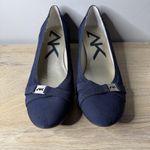 Anne Klein Sport Navy Blue Wedge Heel AKDEFINITELY Round Toe Bow Pump Office 9.5 Photo 3