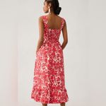 Anthropologie Aureta Square Neck Corset Midi A Line Dress Red White size M Size M Photo 1