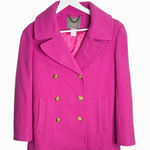 J.Crew  Majesty Peacoat Fuchsia Hot Pink Stadium Cloth Double Breasted Coat Sz 2 Photo 0
