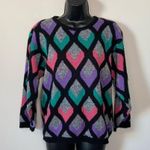 Funky Chunky Knit Diamond Sweater Size Medium Kate Collins Vintage 80s Acrylic Photo 2