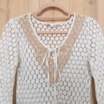 Solitaire  Womens Lace Crochet Top Size M Ivory Sheer Boho Cottage Beach Festival Photo 1